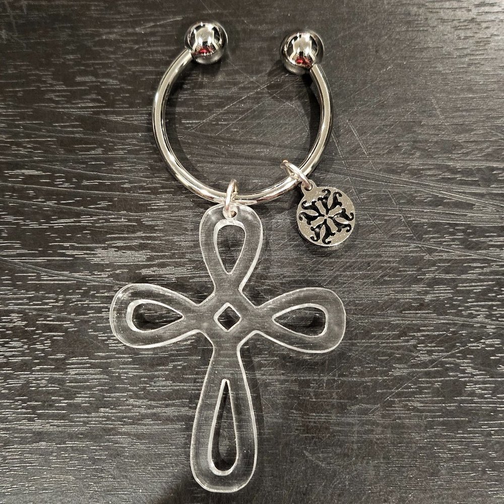 Rustic Cuff Clear Acrylic Cross Keychain - Picture 1 of 1